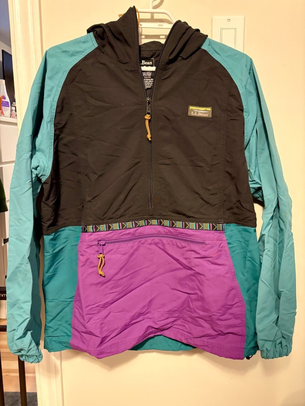 L.L.Bean Colourblock Hooded Pullover Windbreaker